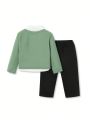 SHEIN Baby Boy Bow Front 2 In 1 Tee & Pants