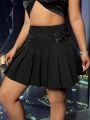 SHEIN ICON Plus Size Heart Shaped Ring Decoration Pleated Skirt