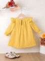 Baby Girls' Solid Color Frill Trim Pleated Dress