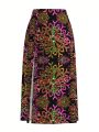Cybermagik Women'S Floral Printed High Slit Hem Skirt