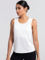 Daily&Casual Solid Color Mesh Patchwork Sports Tank Top