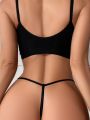 3pcs Women's Solid Color Thong Panties