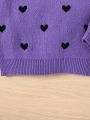 SHEIN Young Girl Heart Pattern Sweater