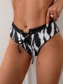 SHEIN Swim Vcay Women's Printed Bikini Bottom With Tie Side Design