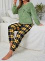 Women's Plush Alphabet Embroidery Homewear Set