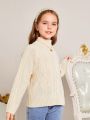 SHEIN Tween Girl Mock Neck Raglan Sleeve Sweater