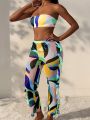 SHEIN Swim Vcay Geometric Printed Swimwear Set Carnival