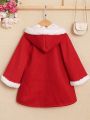 Young Girl 1pc Contrast Trim Hooded Thermal Lined Coat