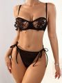 SHEIN Women's See-through & Strap Detail Sexy Lingerie Set