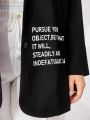 SHEIN Mulvari Plus Size Women'S Long Sleeve Suit Jacket With Slogan Print