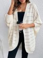 SHEIN Frenchy Striped Pattern Batwing Sleeve Duster Cardigan