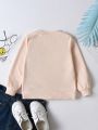 SHEIN Kids Nujoom Toddler Girls' Casual Round Neck Letter Print Sweatshirt