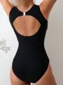 SHEIN Swim Mod Color Block One-Piece Swimsuit