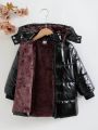 Young Girl Zip Up Hooded Plush Lined Puffer Coat