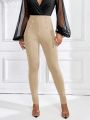 SHEIN Frenchy High Waist Button Detail Leggings