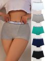 SHEIN 5pcs/Set Women'S Boxer Briefs With Letter Printed Waistband