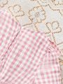 SHEIN Baby Girl'S Summer Casual Pink Plaid Ruffle Hem Short Sleeve Top