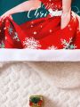 SHEIN Kids EVRYDAY Young Girl 2pcs Christmas Print Hooded Dress