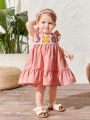 SHEIN Baby Girl's Casual Ruffle Hem Sleeveless Dress With Shoulder Straps