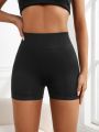 Yoga Basic Wide Waistband Scrunch Butt Sports Shorts