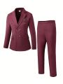 2pcs Teenagers' Elegant & Romantic Deluxe Style Double Breasted Gentlemen Suit Set