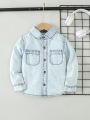 Boys' Solid Color Collared Denim Shirt