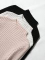 SHEIN Essnce 3pcs Mock Neck Ribbed Knit Sweater