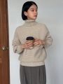 FRIFUL Women'S Turtleneck Batwing Sleeve Sweater