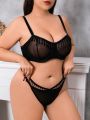 Plus Size Sexy Sheer Mesh Lingerie Set