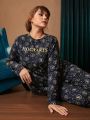 HARRY POTTER X SHEIN Plus Allover Print PJ Set