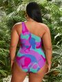 SHEIN Swim SXY Plus Size Random Printed Two Piece Swimsuit