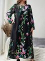 EMERY ROSE Plus Size Women's Floral Printed Long Dress