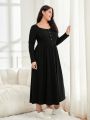 SHEIN Mulvari Plus Size Faux Button Up Midi Dress