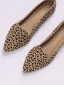 Cheetah Print Pointed Toe Slip On Ballet Flats