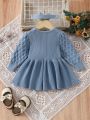 Baby Girls' Elegant & Romantic & Adorable Round Neck Sweater Dress