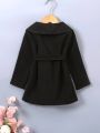 Toddler Girls Shawl Collar Pocket Front Belted Teddy Coat