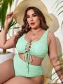 SHEIN Swim Basics Plus Size Women's Strap Swimsuit Set