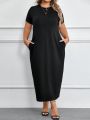 SHEIN CURVE+ Plus Size Women's T-Shirt Dress With Pockets