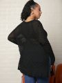 SHEIN CURVE+ Plus Size Sheer Side Split Top With No Bra Included