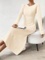 SHEIN Essnce Women's V-neck Slim Fit Knitted Sweater Dress