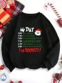 Plus Christmas Print Thermal Lined Sweatshirt