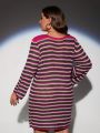 SHEIN LUNE Plus Striped Pattern Sweater Dress