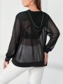 Daily&Casual Women's Plus Size Mesh Hooded Track Jacket