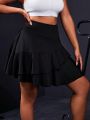 Yoga Futuristic Plus Size Women'S Double-Layer Ruffle Hem Athletic Skort