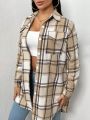 SHEIN SXY Women's Plaid Drop Shoulder Coat