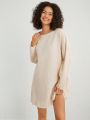 SHEIN Leisure Women'S Solid Color Drop Shoulder Homewear Dress