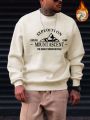 Manfinity Hypemode Men Mountain & Slogan Graphic Thermal Pullover