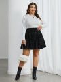 SHEIN Privé Elegant Plus Size Pleated Skirt