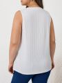 SHEIN LUNE Plus Size Solid Color Knitted Racerback Tank Top