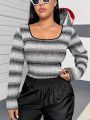 Women's Plus Size Stylish Striped T-shirt